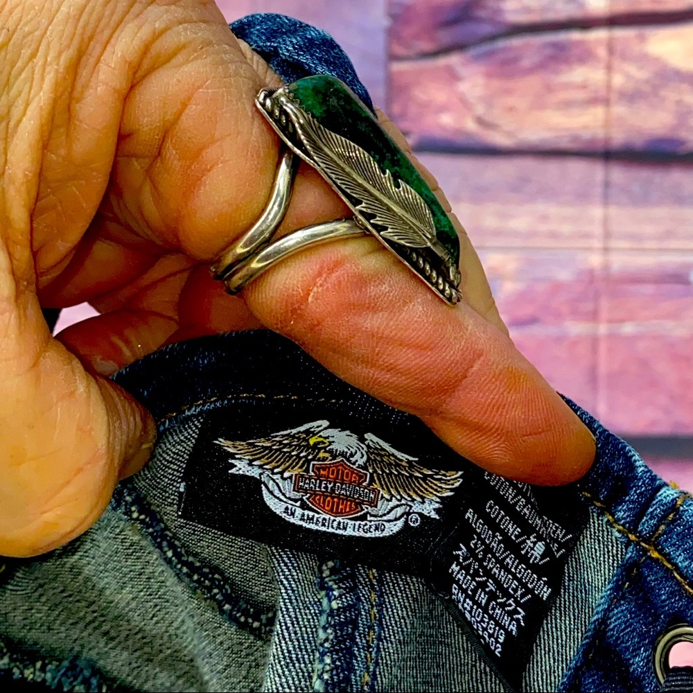 Harley-Davidson Dark Blue Denim Crop Top - Picture 7 of 9